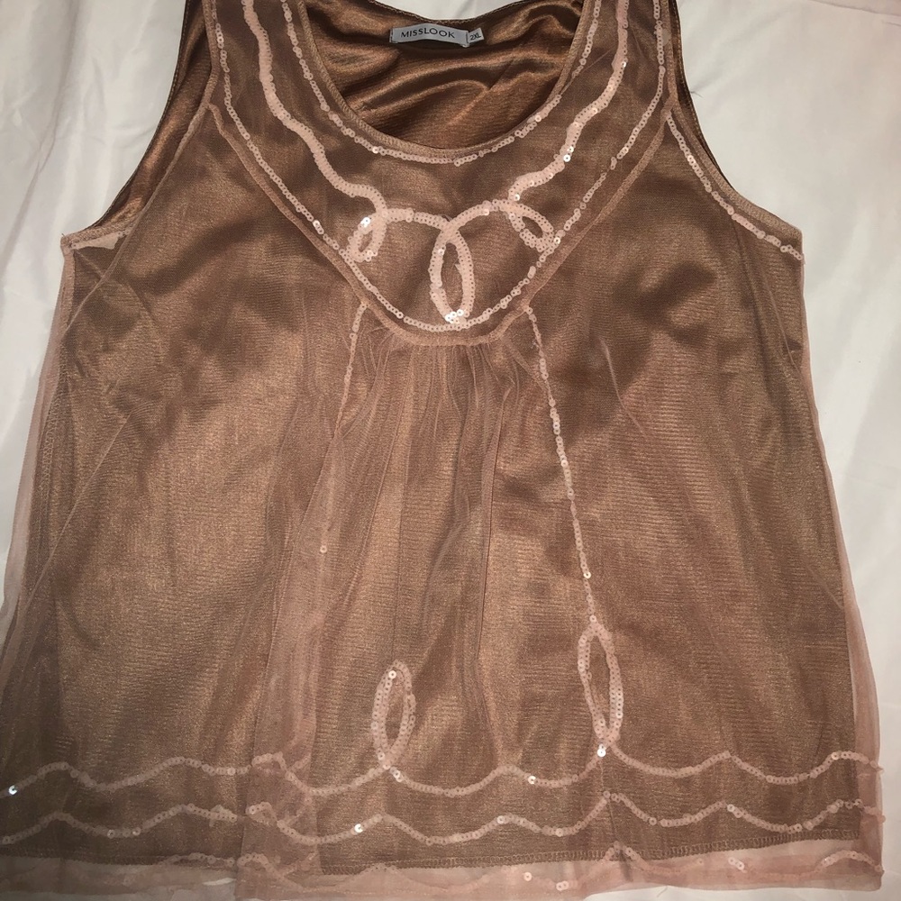 Sleeveless Sequence Taupe Top NWOT